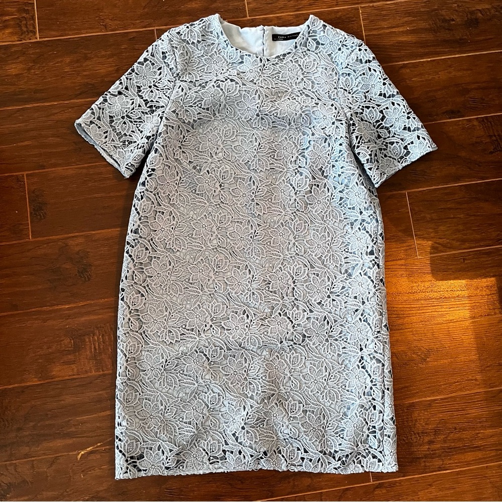 Zara Light Blue Lace Mini Dress